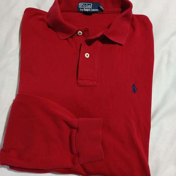 Polo by Ralph Lauren Men's Large Red Long-Sleeved Polo Shirt W/Pony 100% Cotton - Picture 11 of 11